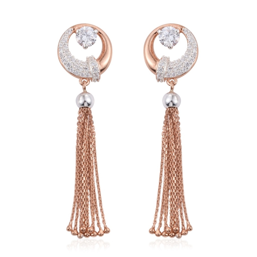 Milaan Simulated Diamond 14K RG Over and Sterling